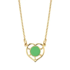 1928 Jewelry Dainty Heart With Enamel Circle Pendant Necklace 16" 1928 Jewelry
