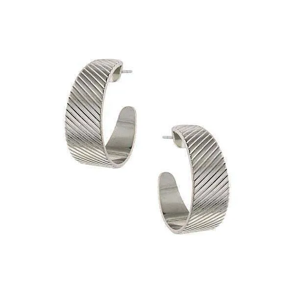 1928 Jewelry Diagonal Patterned Hoop Earrings 1928 Jewelry