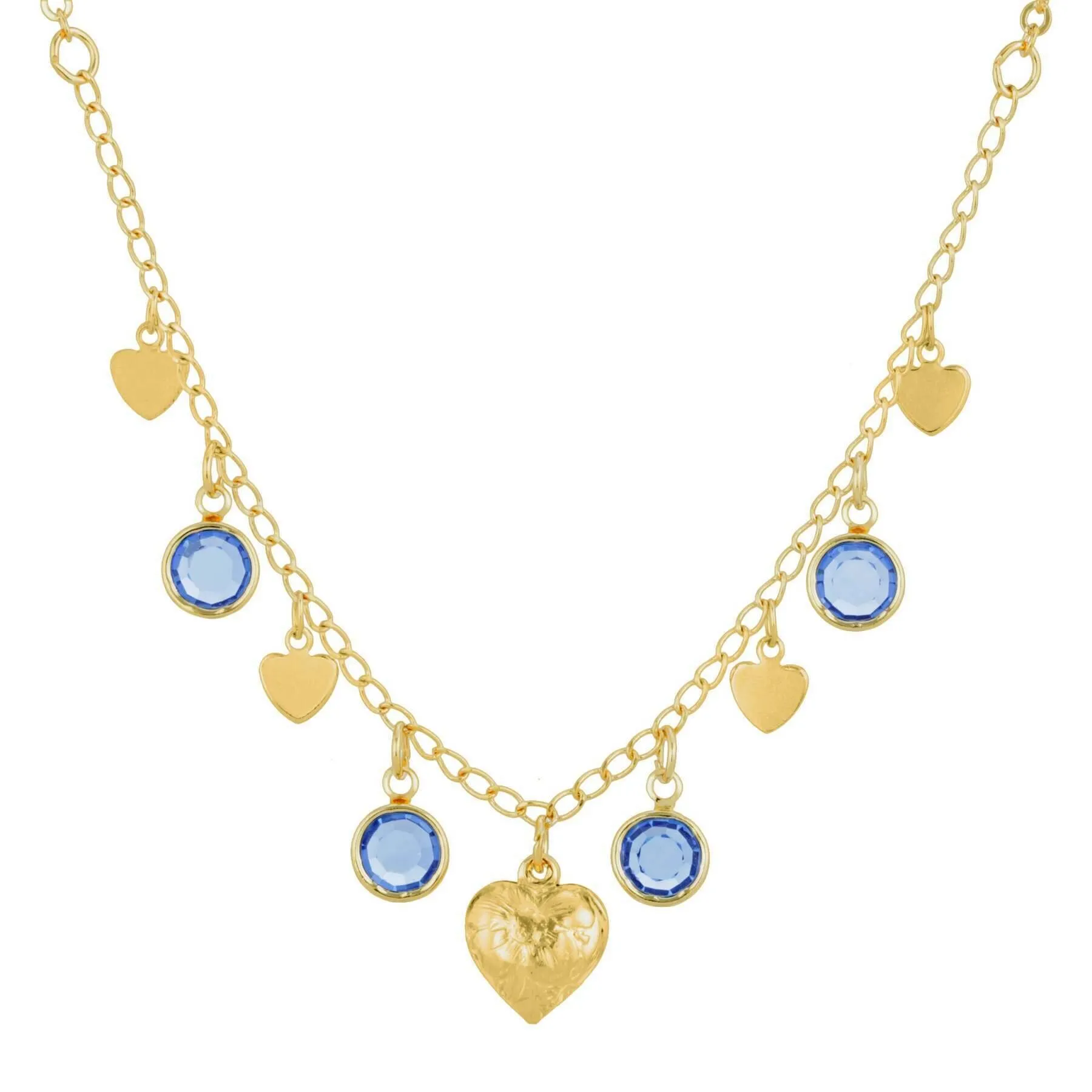 1928 Jewelry Diamond Channel Austrian Crystal Stones with Hearts Drop Necklace 16"   3" Extender 1928 Jewelry