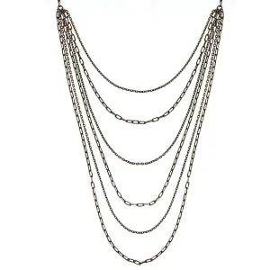1928 Jewelry Eclipse Black And Gold 6-Strand Layered Chain Necklace 16"   3" Extender 1928 Jewelry