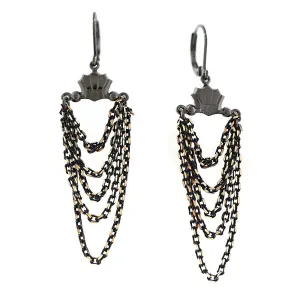 1928 Jewelry Eclipse Black And Gold Chain Layered Drop Earrings 1928 Jewelry