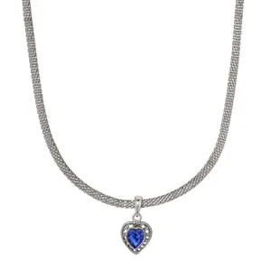 1928 Jewelry Eleganza Austrian Crystal Heart Pendant Necklace 13"   5" Extension 1928 Jewelry
