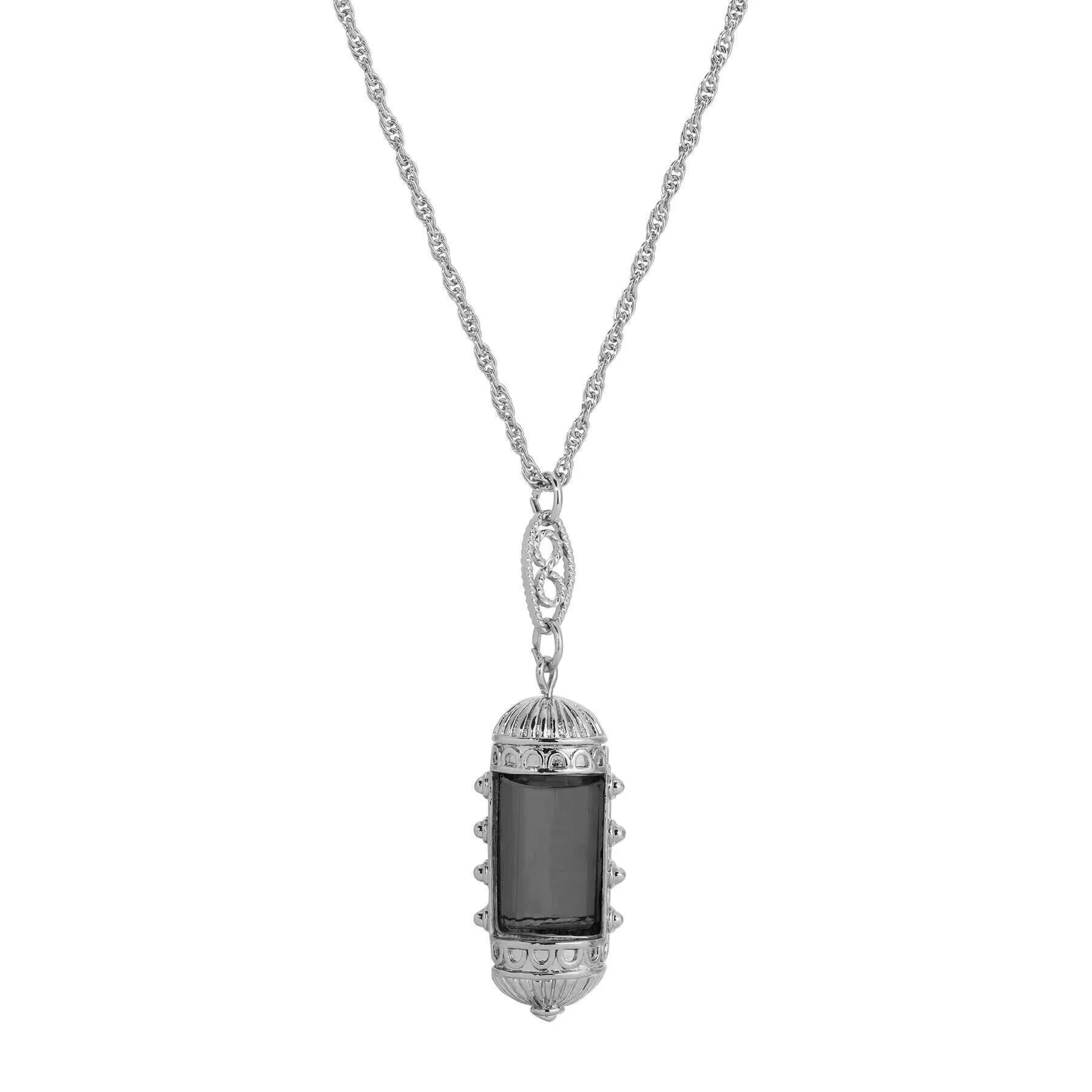 1928 Jewelry Elongated Deco Glass Stone Pendant Necklace 20" 1928 Jewelry
