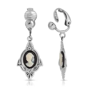 1928 Jewelry Embellish Vintage-Inspired Cameo Drop Clip On Earrings 1928 Jewelry