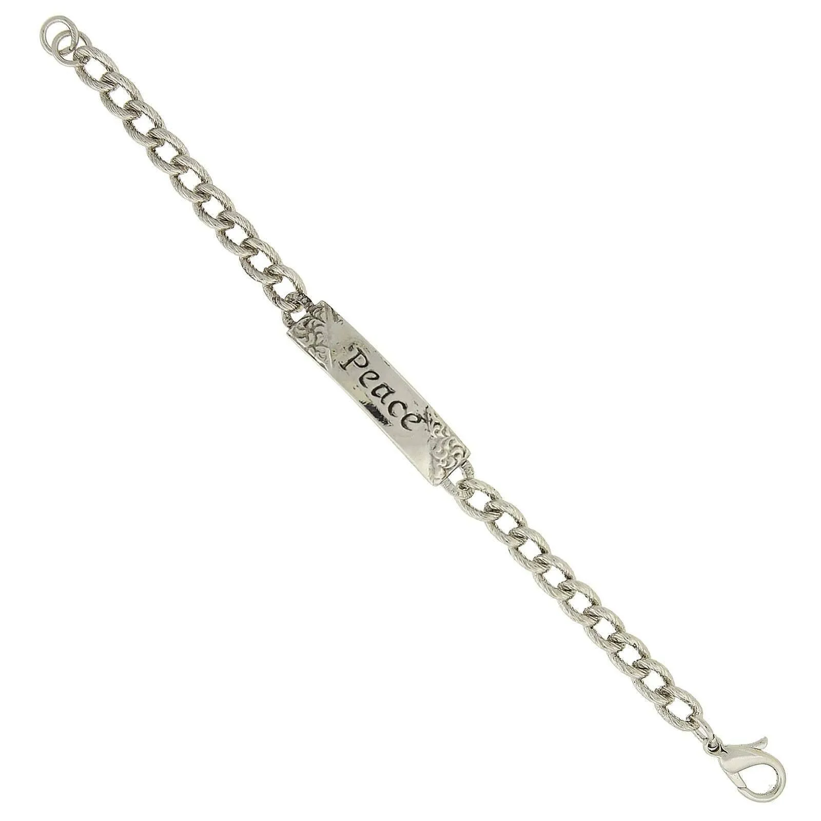 1928 Jewelry Embossed Peace Curb Link Bracelet 1928 Jewelry