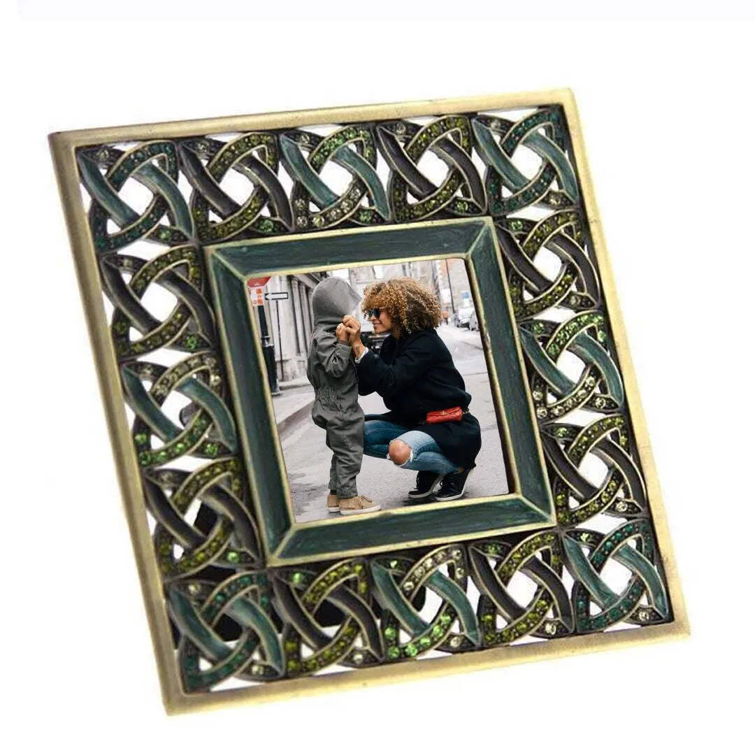 1928 Jewelry Emerald Eternity Knot Crystal Square Picture Frame 2" x 2" 1928 Jewelry