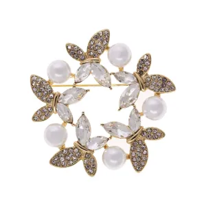 1928 Jewelry Enchanted Crystal & Faux Pearl Butterfly Symphony Pin 1928 Jewelry