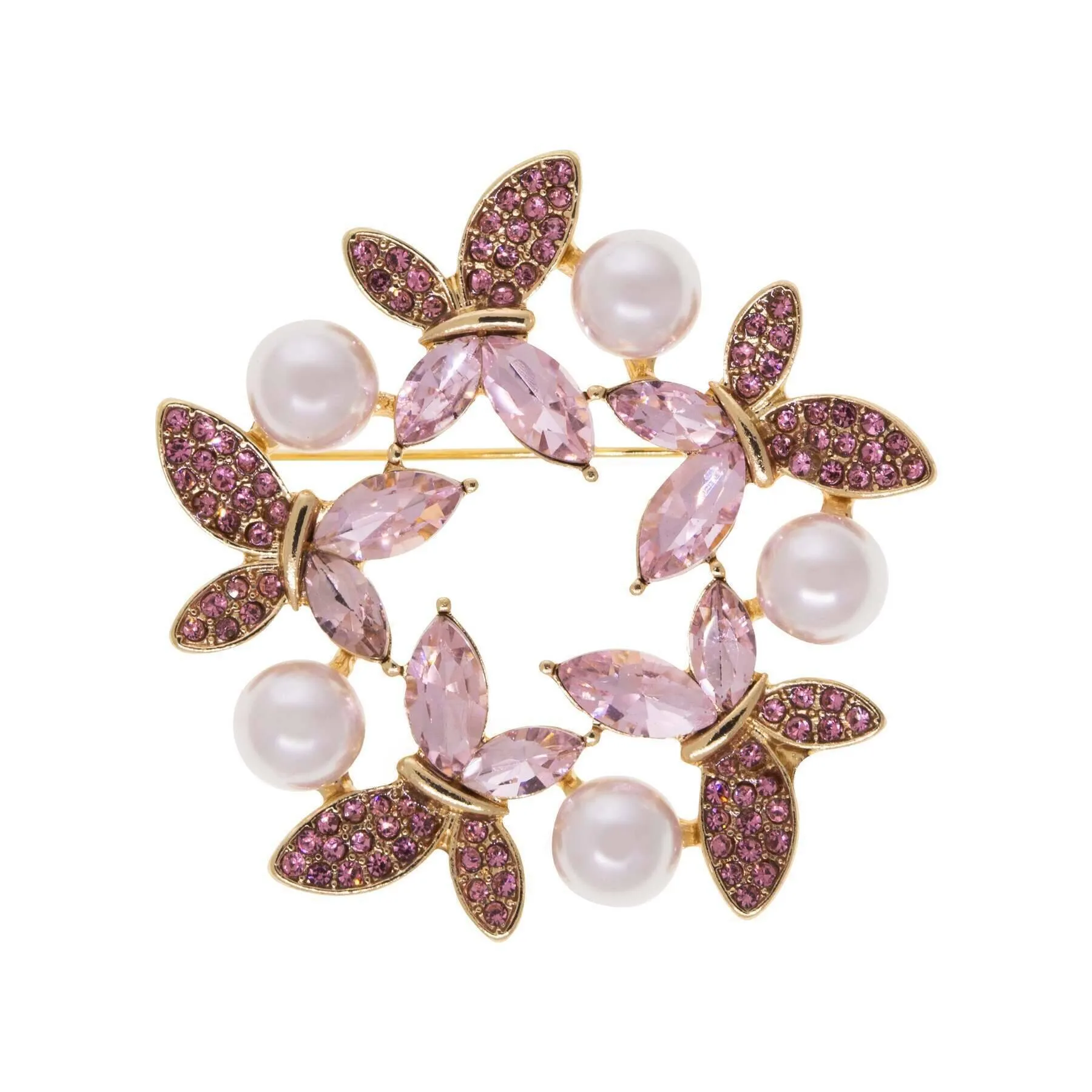 1928 Jewelry Enchanted Crystal & Faux Pearl Butterfly Symphony Pin 1928 Jewelry
