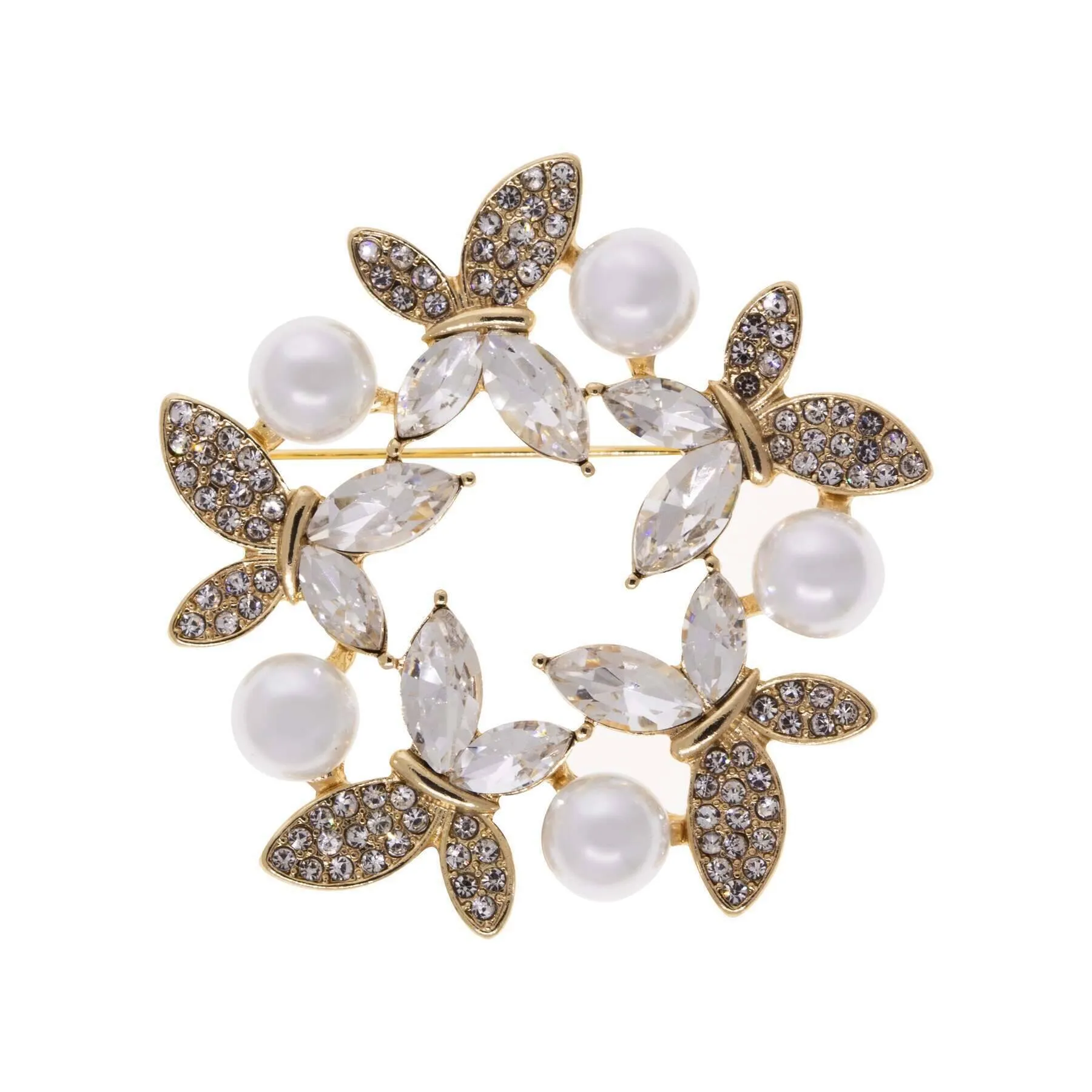 1928 Jewelry Enchanted Crystal & Faux Pearl Butterfly Symphony Pin 1928 Jewelry