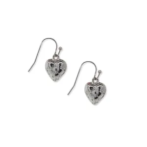 1928 Jewelry Etched Flower Puff Heart Drop Earrings 1928 Jewelry