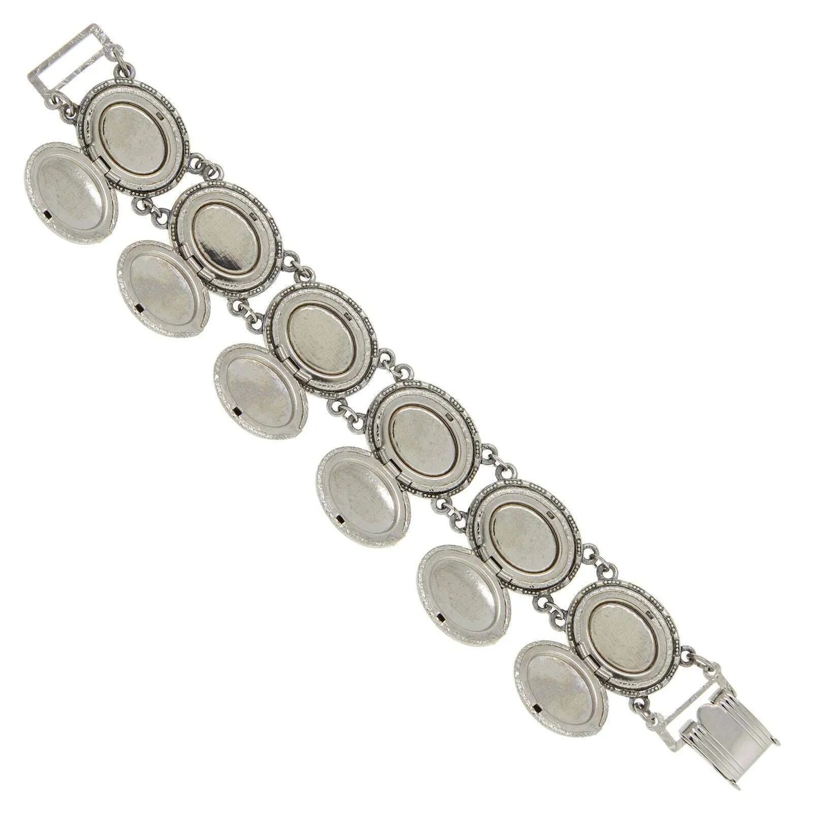 1928 Jewelry Etched Vine Oval Locket Link Bracelet 1928 Jewelry