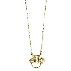 1928 Jewelry Faux Pearl Crystal Double Cat Badge & Eyeglass Holder Chain Necklace 28 1928 Jewelry
