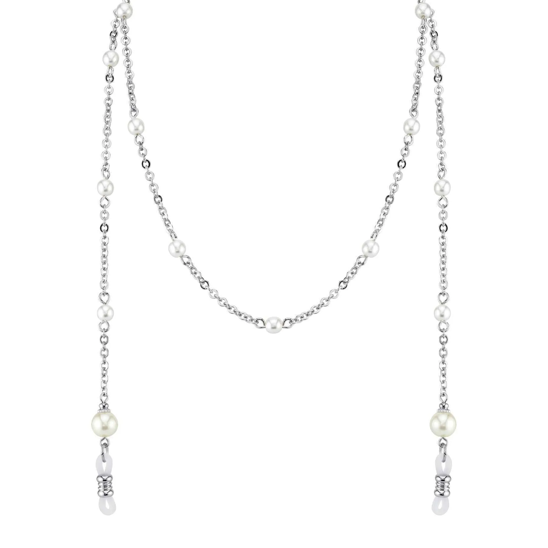1928 Jewelry Faux Pearl Eyeglass Holder Chain Necklace 30" 1928 Jewelry