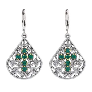 1928 Jewelry Filigree Fan Austrian Crystal Cross Earrings 1928 Jewelry