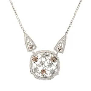 1928 Jewelry Filigree Square Necklace 16"   3" Extender 1928 Jewelry