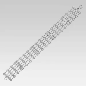 1928 Jewelry Five Row Austrian Crystal Link Bracelet 7.5"L 1928 Jewelry