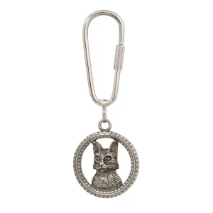 1928 Jewelry Floral Adorned Round Cat Carabiner Key Chain 1928 Jewelry