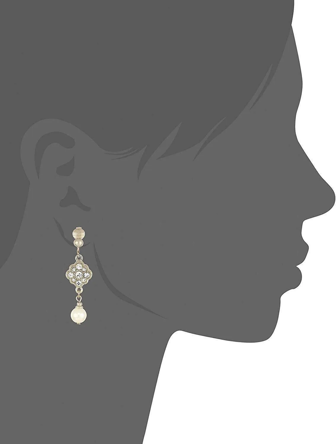 1928 Jewelry Flower Crystal And Faux Pearl Clip On Earrings 1928 Jewelry