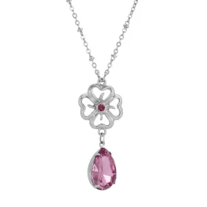 1928 Jewelry Four-Leaf Clover Amethyst Crystal Pendant Necklace 18" 1928 Jewelry