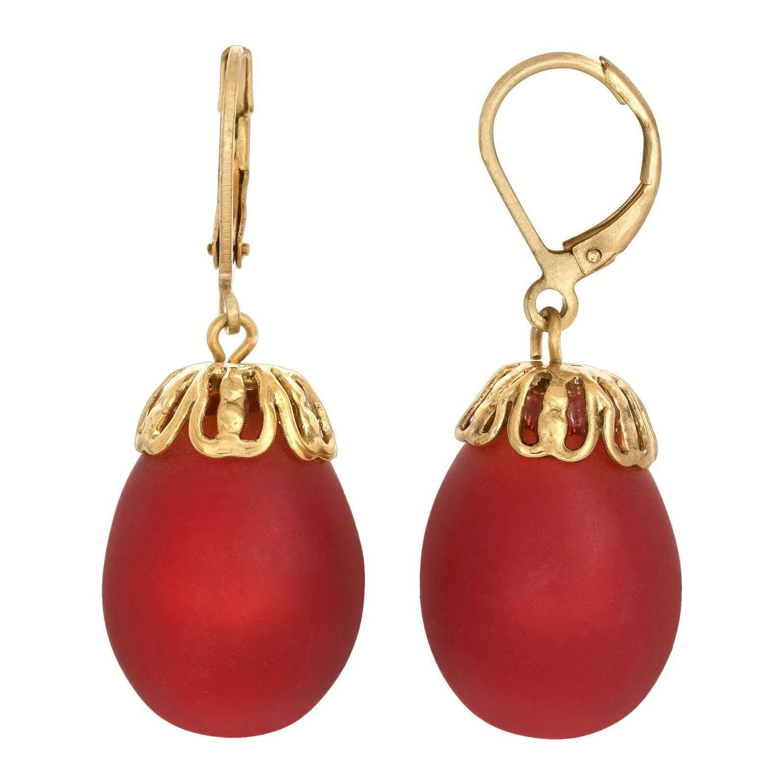 1928 Jewelry Frosted Glass Egg Drop Earrings 1928 Jewelry