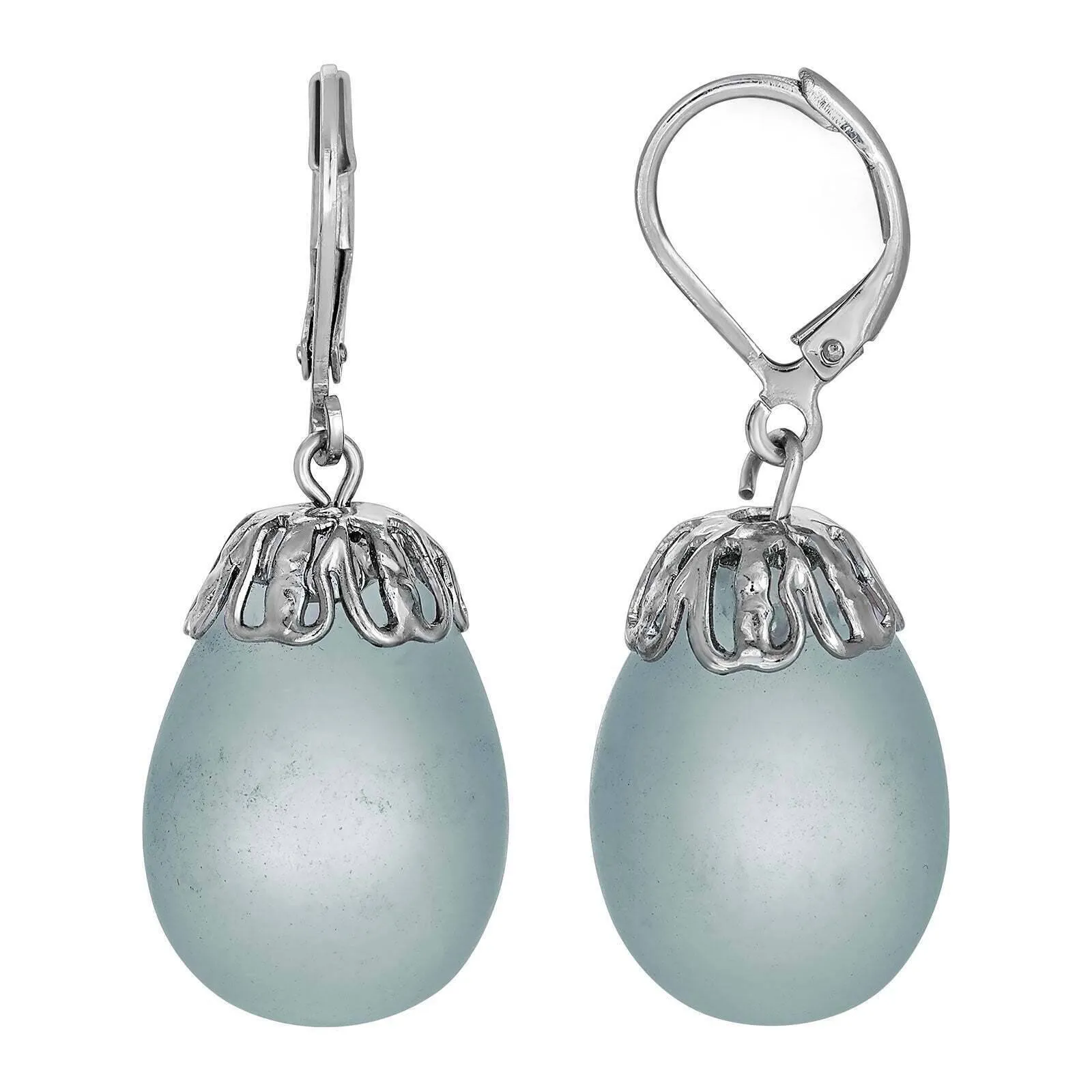 1928 Jewelry Frosted Glass Egg Drop Earrings 1928 Jewelry