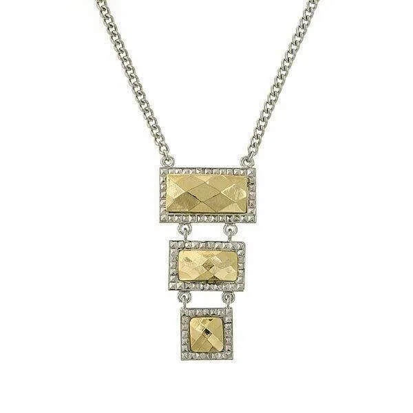 1928 Jewelry Fusion Lux 3 Drop Linear Necklace 16"   3" Extender 1928 Jewelry