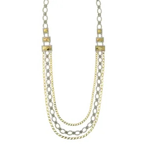 1928 Jewelry Fusion Lux Silver And Gold Chain Draped Necklace 34" 1928 Jewelry