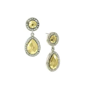 1928 Jewelry Fusion Lux Stone Double Round Teardrop Earrings 1928 Jewelry