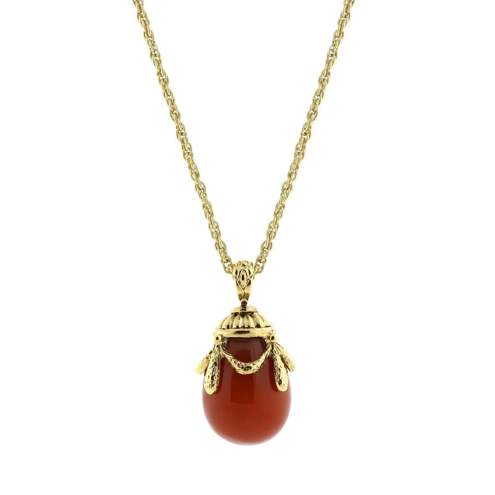 1928 Jewelry Gemstone Egg Pendant Necklace 30" 1928 Jewelry