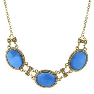 1928 Jewelry Genuine Mother Of Pearl With Blue Enamel Collar Necklace 16"   3" Extender 1928 Jewelry