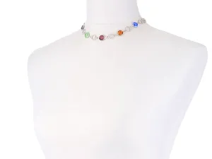 1928 Jewelry Genuine Multi Color Austrian Crystal Channel Necklace 16"   3" Extender 1928 Jewelry