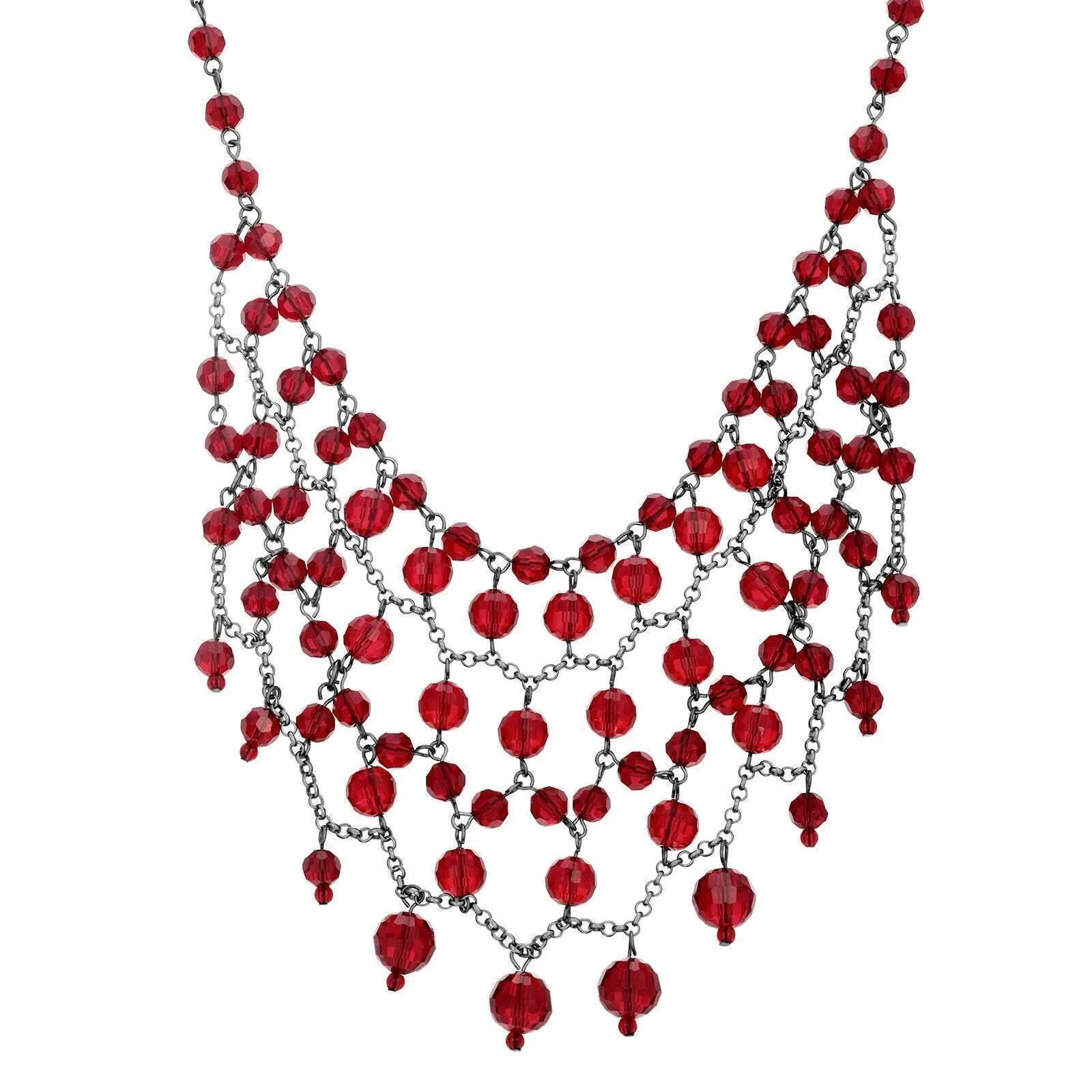 1928 Jewelry Glam Multi Layered Beaded Bib Necklace 13" 1928 Jewelry