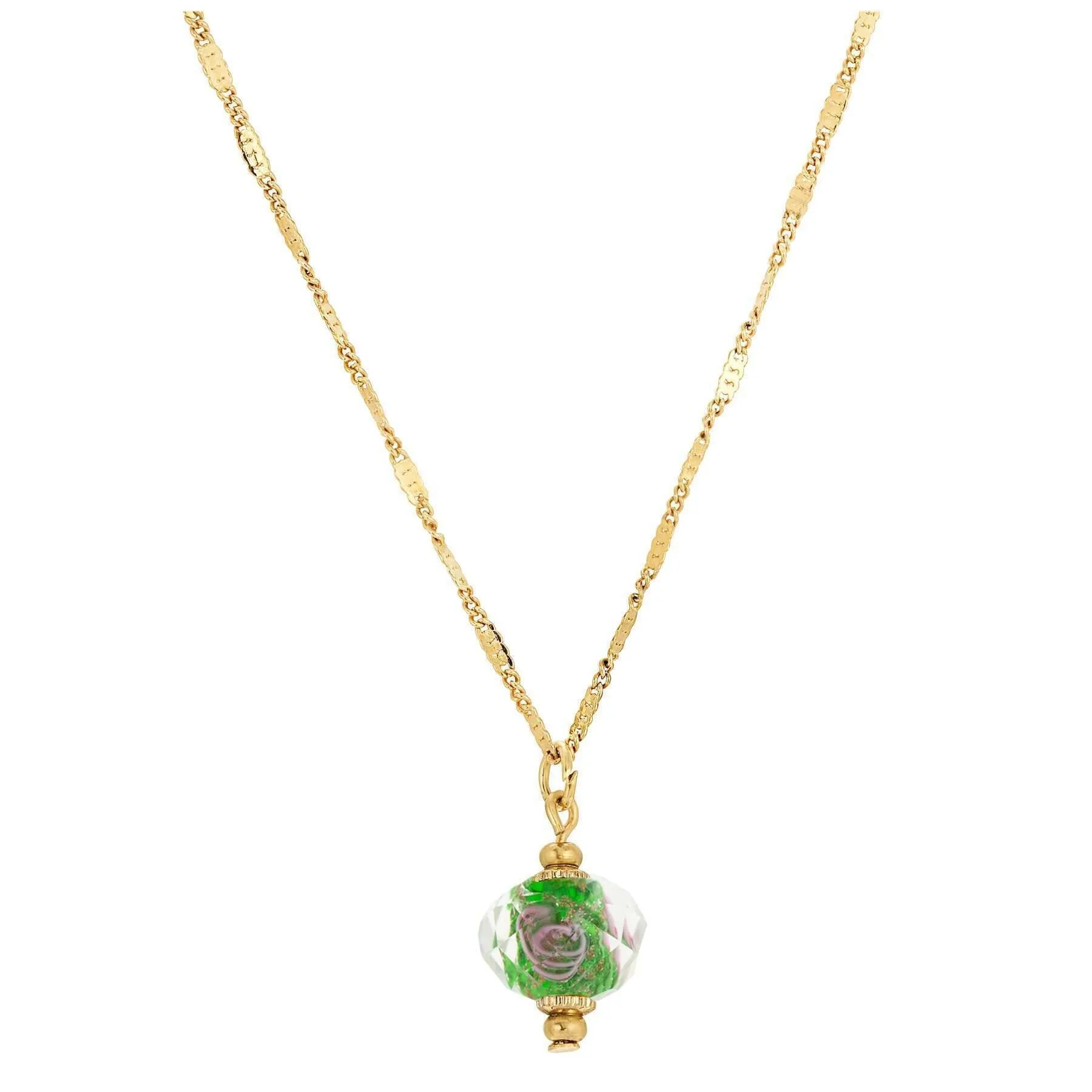 1928 Jewelry Glass Rondell Bel Fiore Bead Drop Necklace 15"   3" Extender 1928 Jewelry