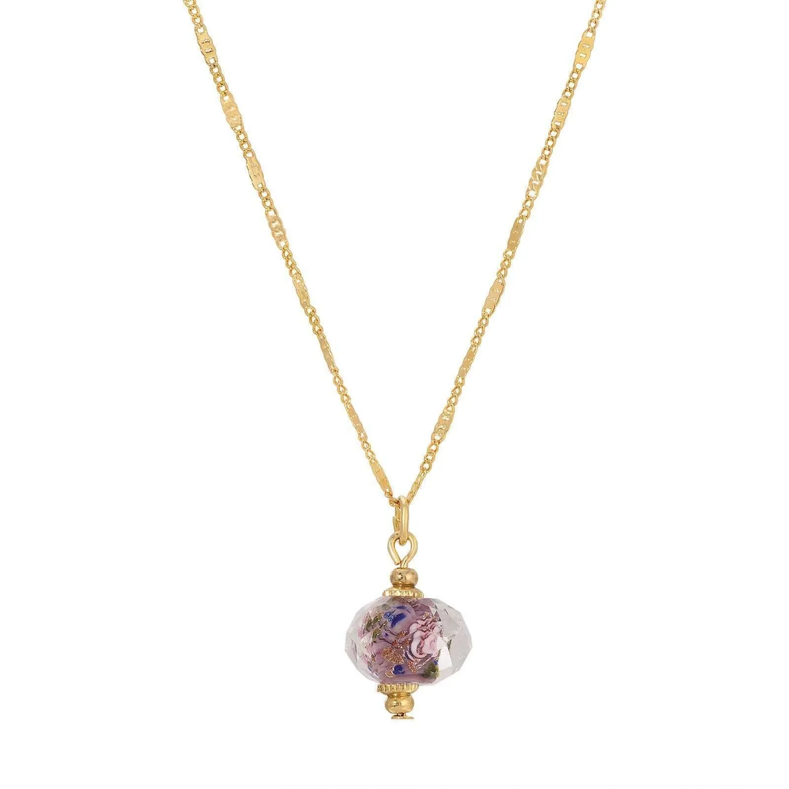 1928 Jewelry Glass Rondell Bel Fiore Bead Drop Necklace 15"   3" Extender 1928 Jewelry