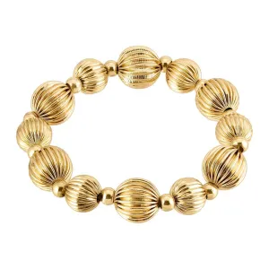 1928 Jewelry Gold Callisto Round Corrugated Ball Stretch Bracelet 1928 Jewelry