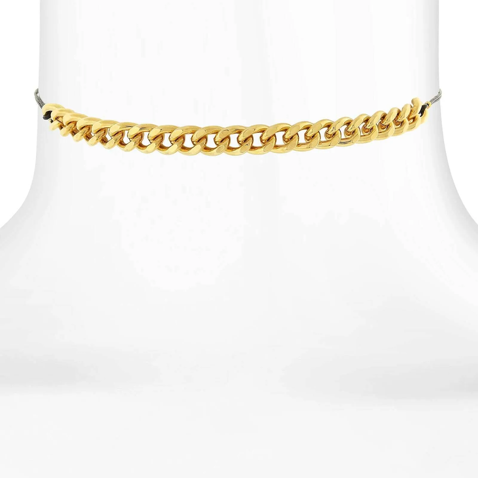 1928 Jewelry Gold Curb Chain Leather Cord Choker Necklace 12"   5" Extender 1928 Jewelry