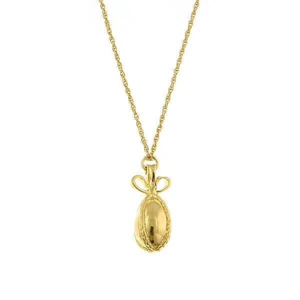 1928 Jewelry Gold Egg And Bow Pendant Necklace 24" 1928 Jewelry