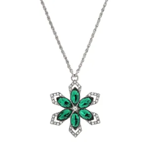 1928 Jewelry Grande Crystal Snowflake Pendant Necklace 16"   3" Extender 1928 Jewelry