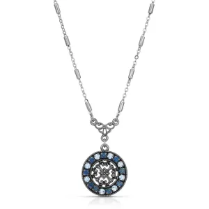 1928 Jewelry Hanauma Filigree Crystal Pendant Necklace 16"   3" Extender 1928 Jewelry