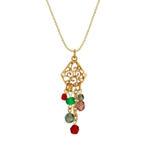 1928 Jewelry Harvest Crystals Filigree Pendant Necklace 18" 1928 Jewelry