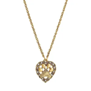 1928 Jewelry Heart And Paw Crystal Accent Pendant Necklace 18" 1928 Jewelry