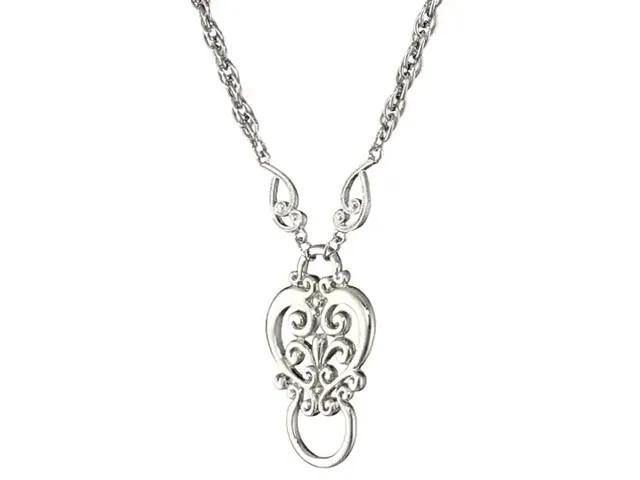 1928 Jewelry Heart Filigree Badge & Eyeglass Holder Chain Necklace 28" 1928 Jewelry