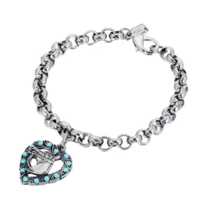 1928 Jewelry Heart With Horse Turquoise Crystal Round Link Bracelet 1928 Jewelry