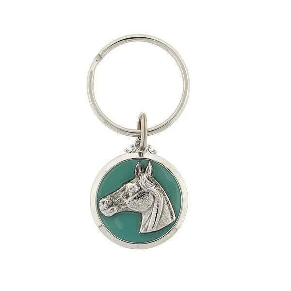 1928 Jewelry Horse Enamel Turquoise Color Key Chain 1928 Jewelry
