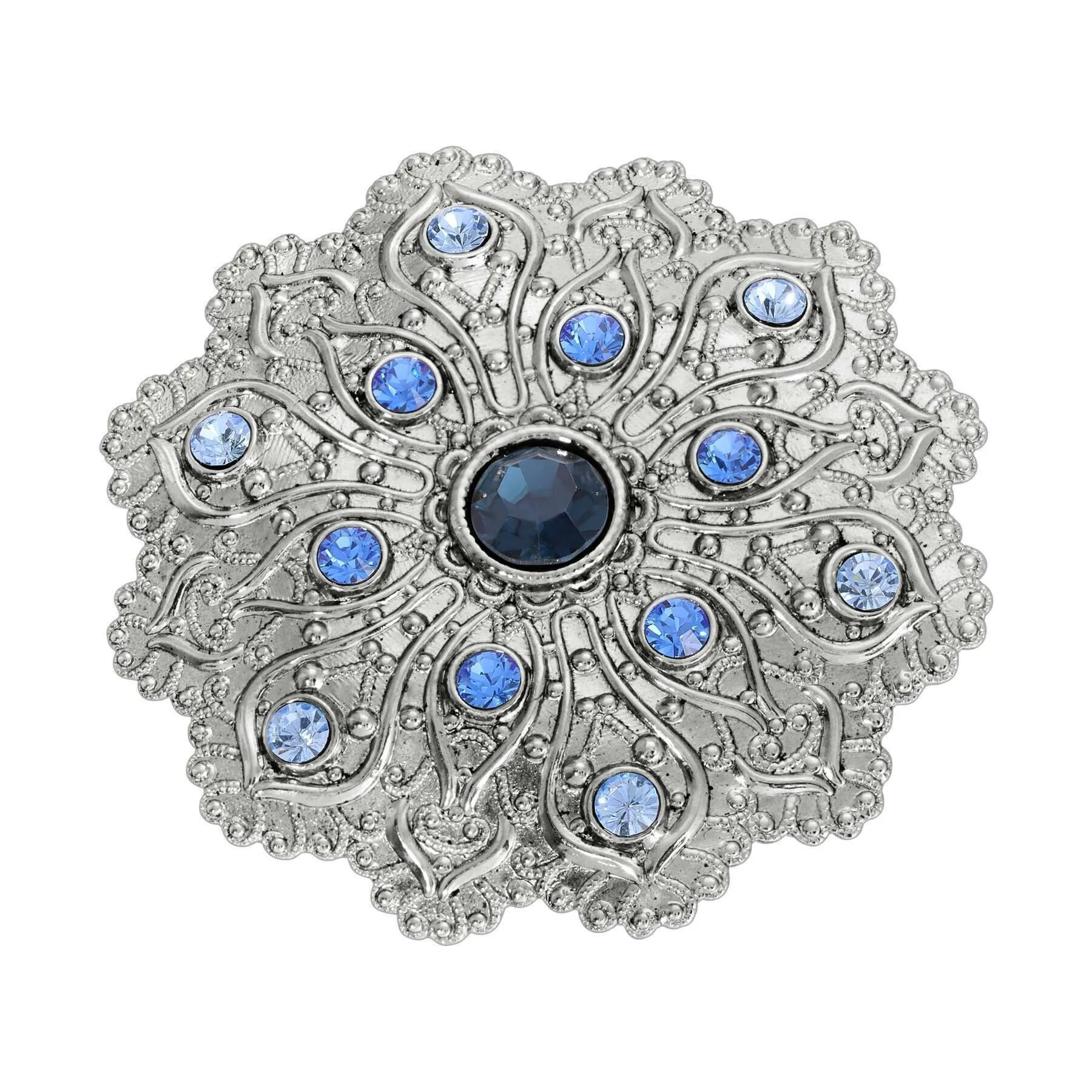 1928 Jewelry Imperial Silver Tone Flower Crystal Brooch 1928 Jewelry