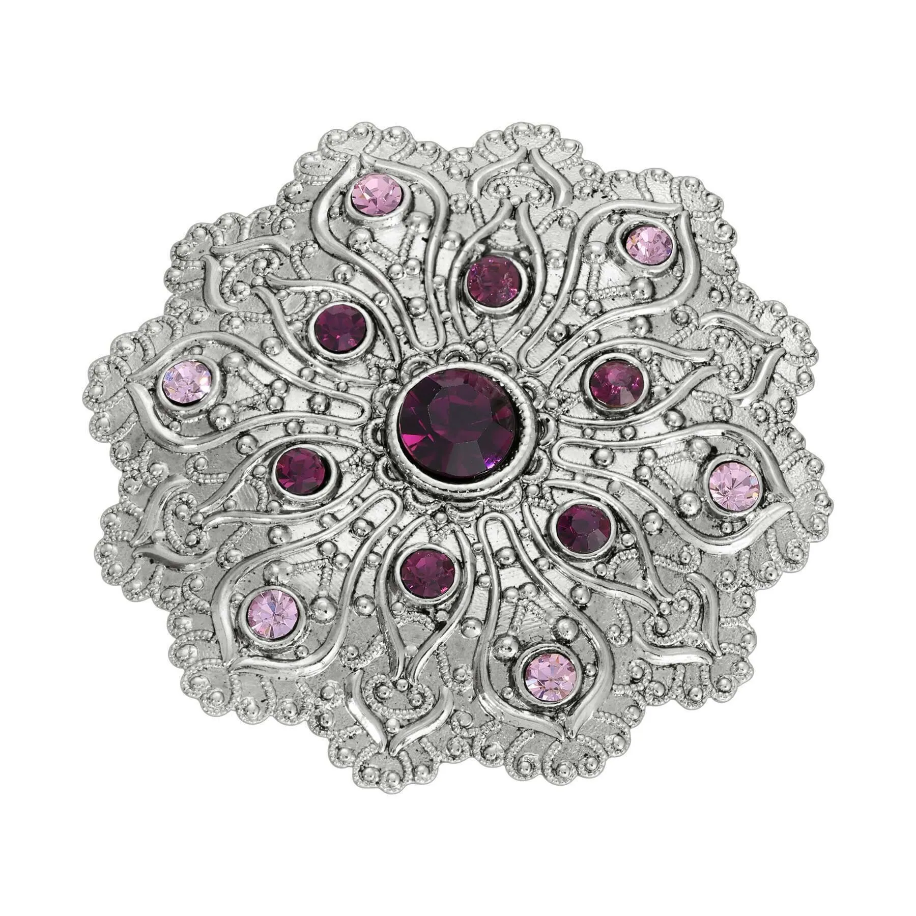 1928 Jewelry Imperial Silver Tone Flower Crystal Brooch 1928 Jewelry