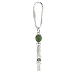 1928 Jewelry Jade Gemstone Filigree Whistle Carabiner Key Chain 1928 Jewelry