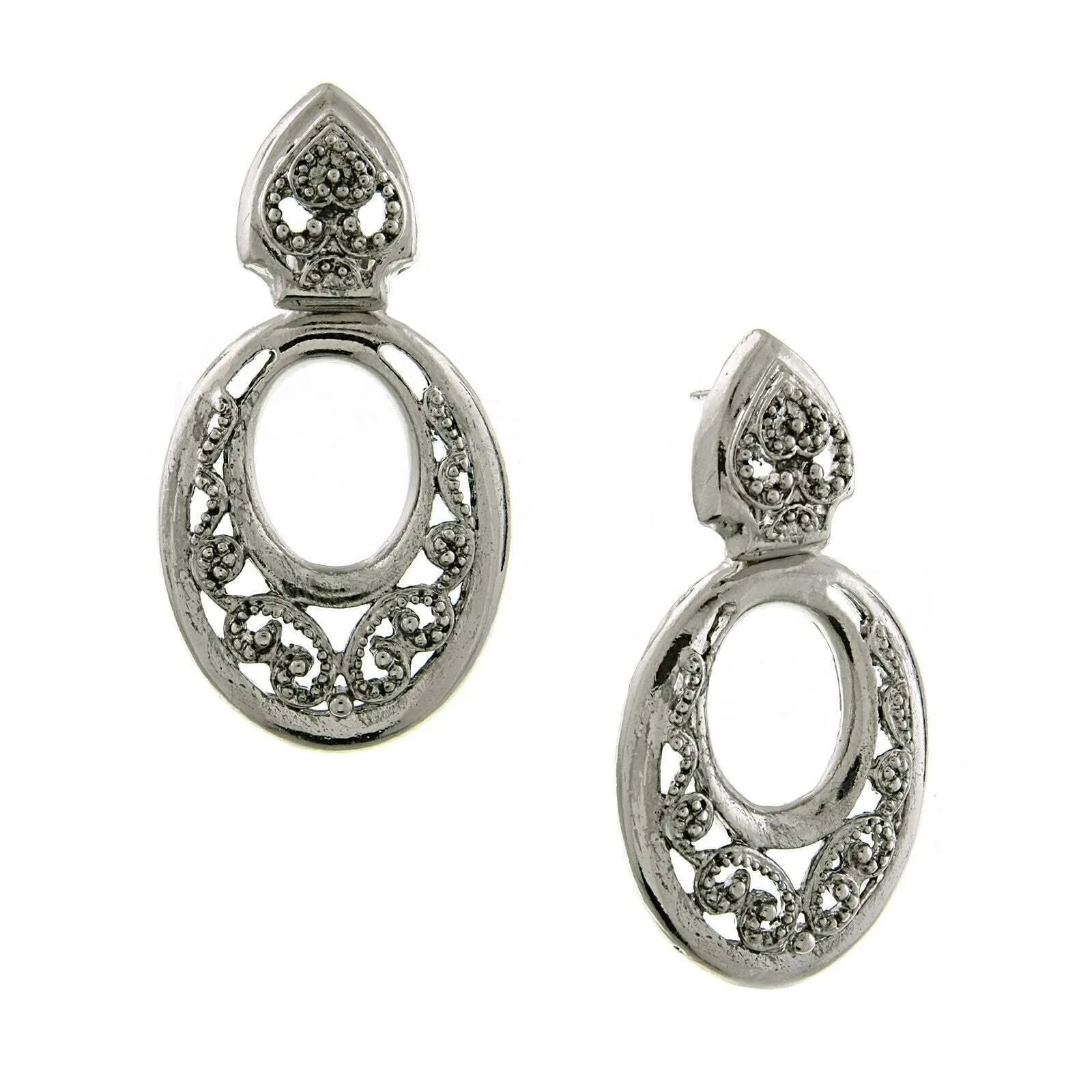 1928 Jewelry Lace Crescent Oval Post Drop Earrings 1928 Jewelry