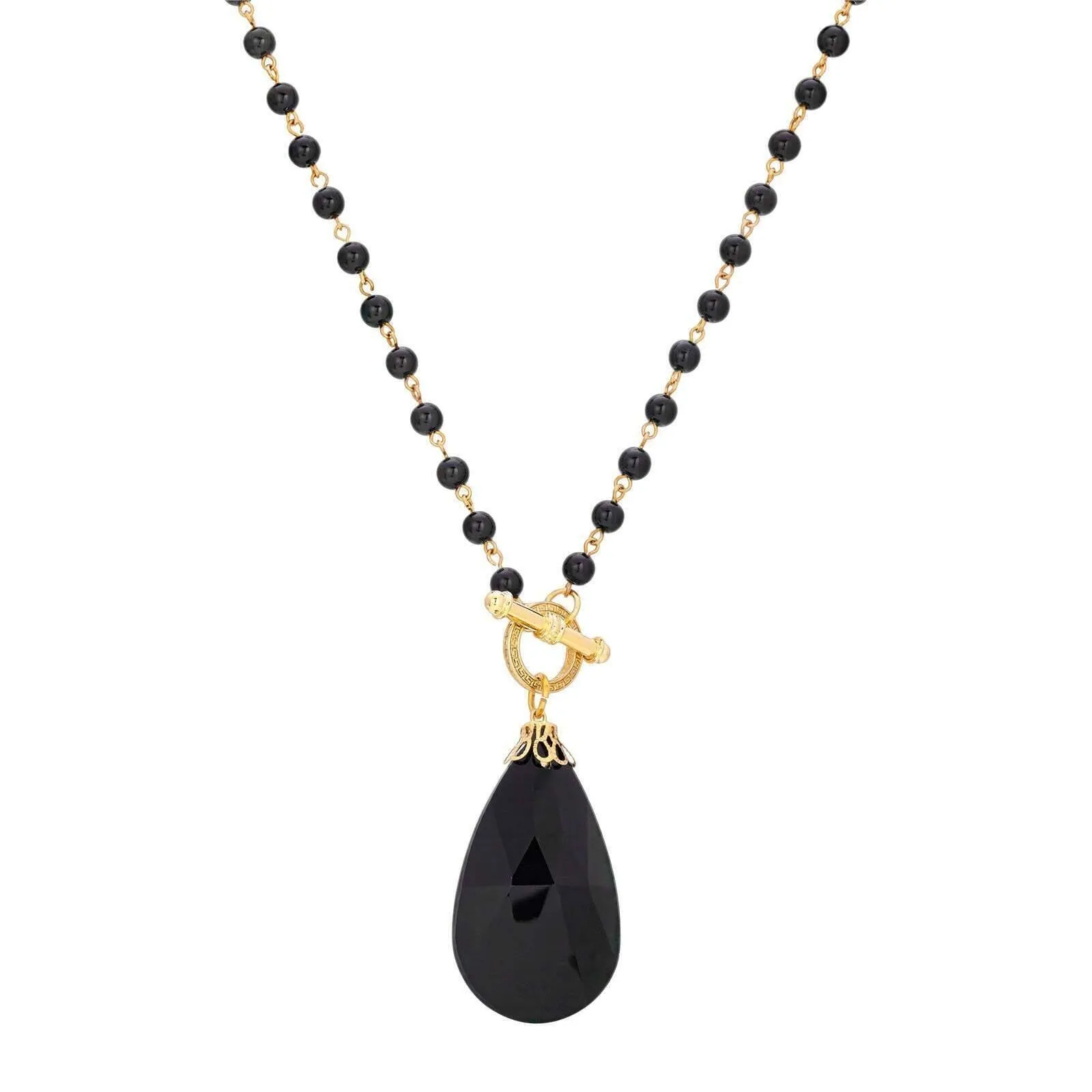 1928 Jewelry Lacrima Black Briolette Toggle Pendant Necklace 24" 1928 Jewelry