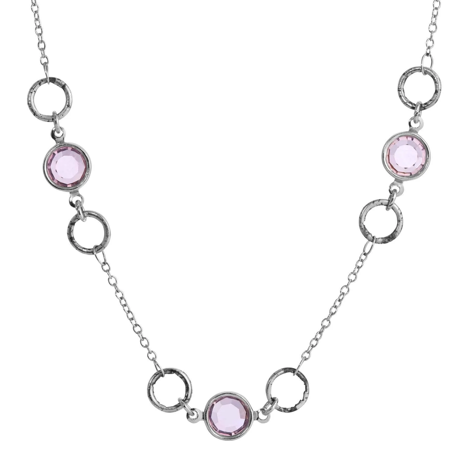 1928 Jewelry Light Amethyst Channel Crystal & Ring Chain Necklace 16"   3" Extender 1928 Jewelry
